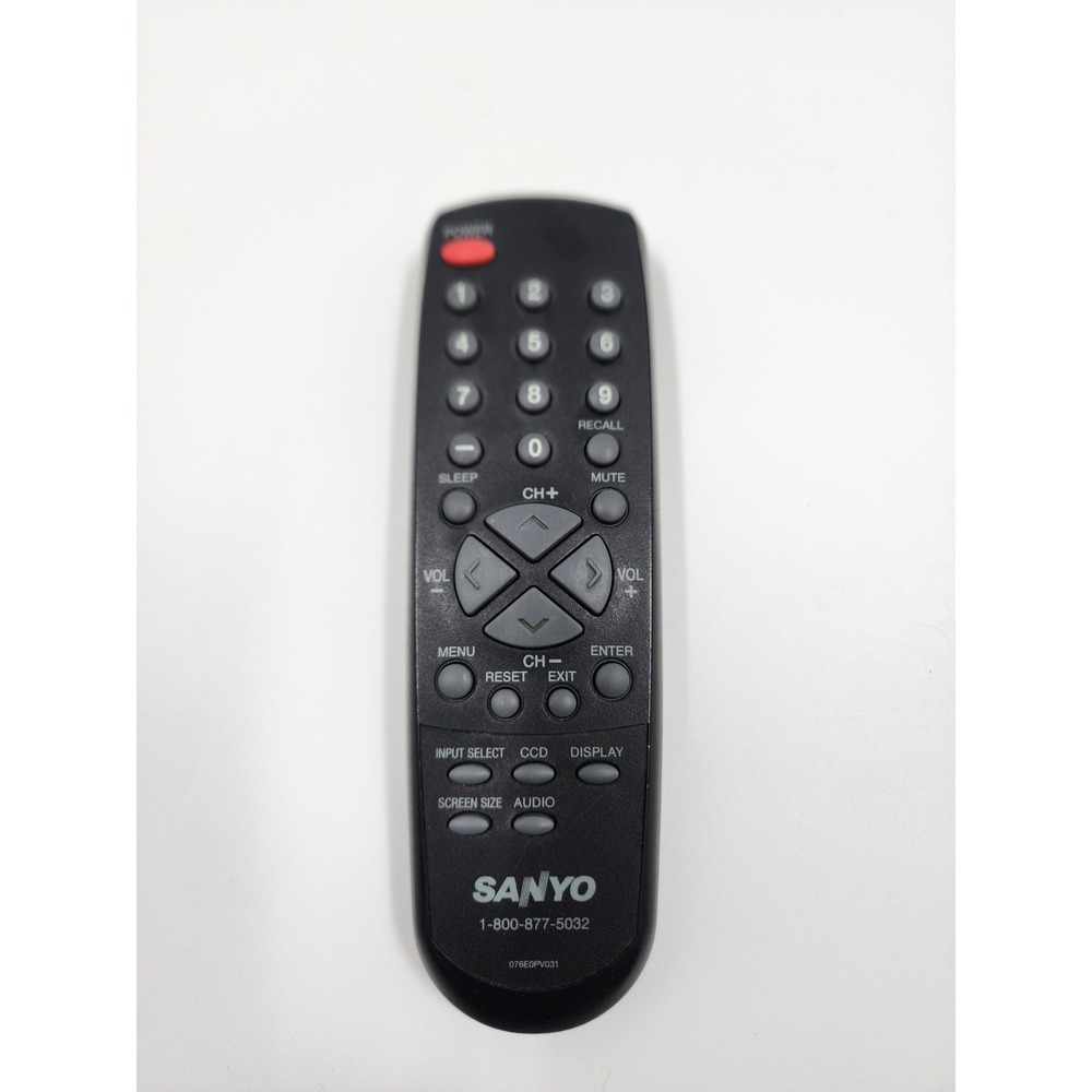 Sanyo 076E0PV031 TV Remote Control Black Genuine Replacement Handheld